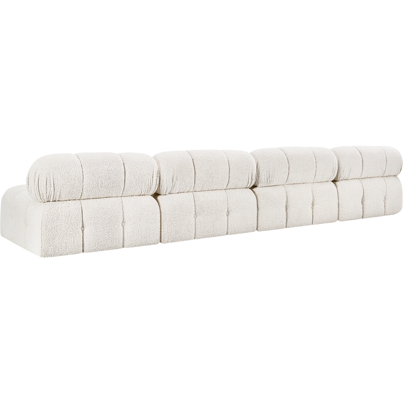 Bowery Hill Contemporary Rich Cream Boucle Fabric Modular Sofa