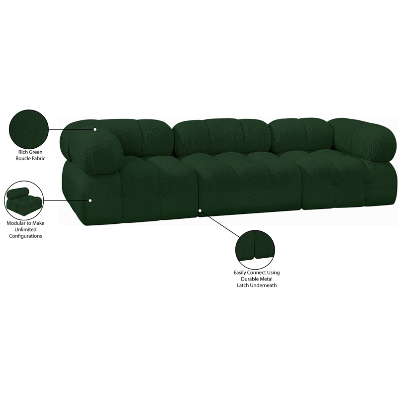 Bowery Hill Contemporary Rich Green Boucle Fabric Modular Sofa