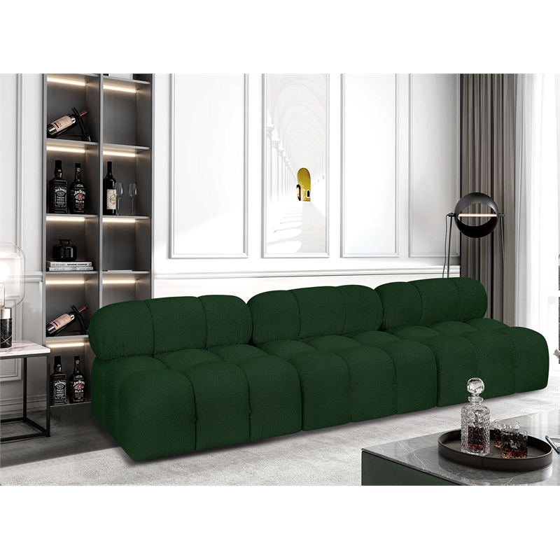 Bowery Hill Contemporary Rich Green Boucle Fabric Modular Sofa