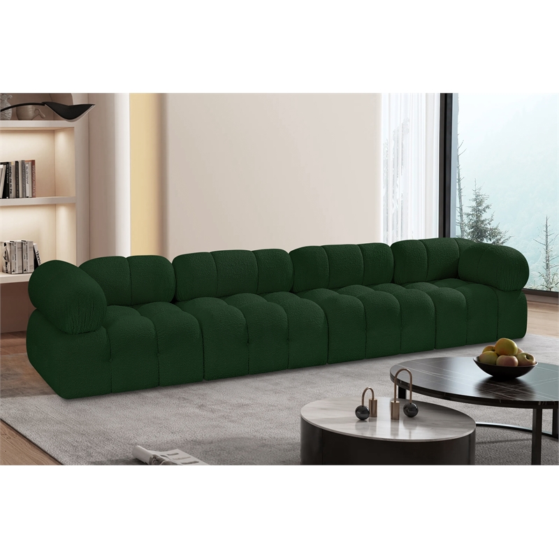 Bowery Hill Contemporary Rich Green Boucle Fabric Modular Sofa