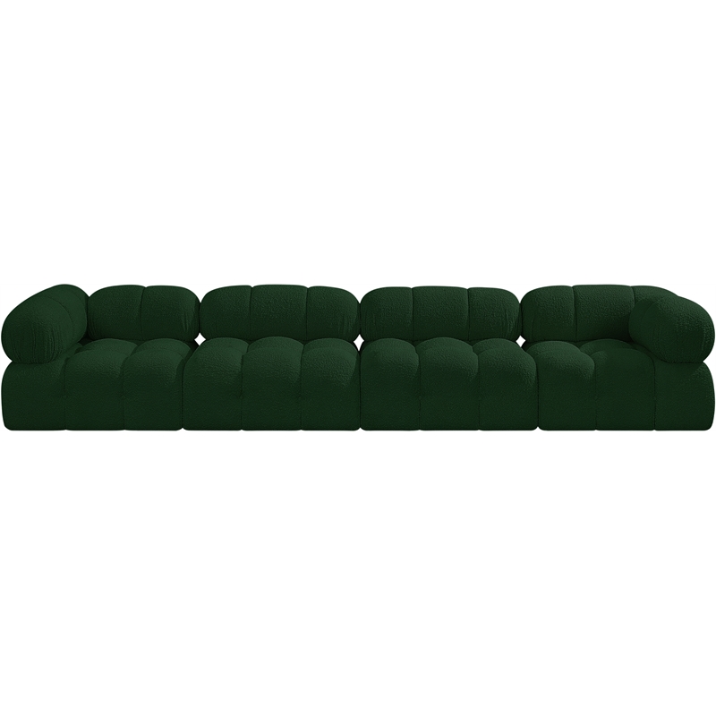 Bowery Hill Contemporary Rich Green Boucle Fabric Modular Sofa