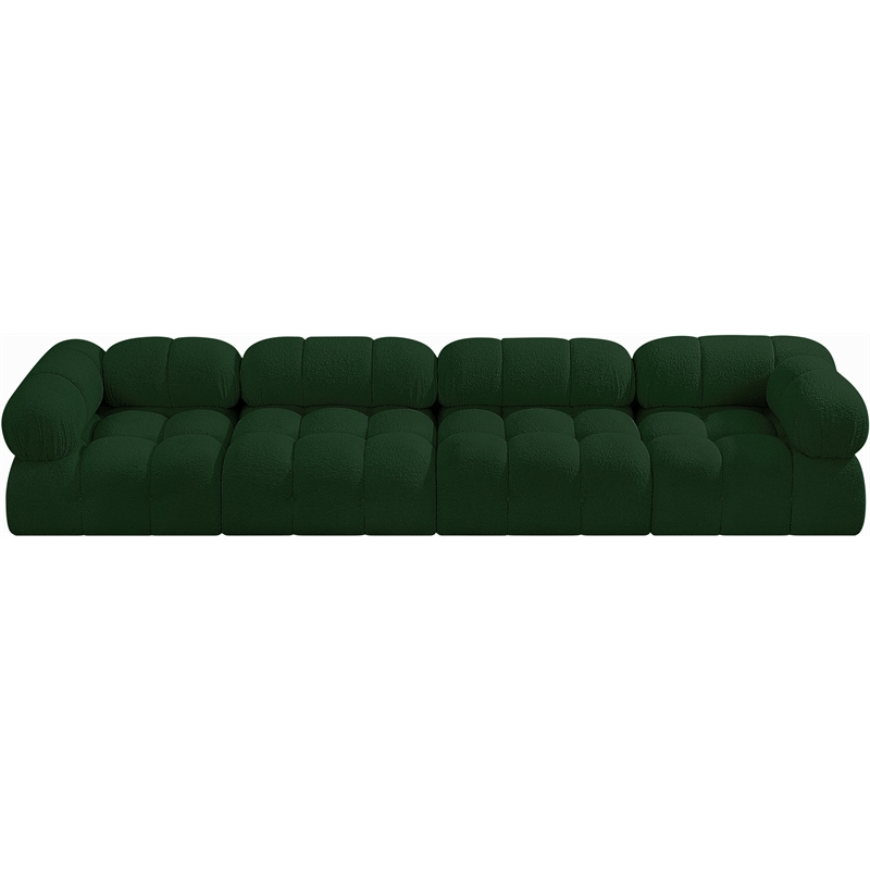 Bowery Hill Contemporary Rich Green Boucle Fabric Modular Sofa