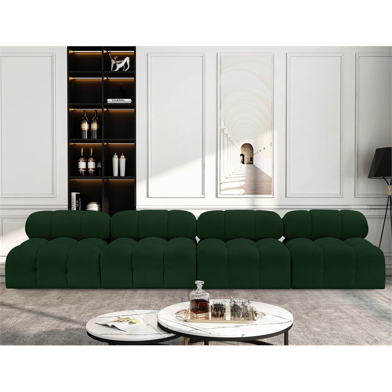 Bowery Hill Contemporary Rich Green Boucle Fabric Modular Sofa