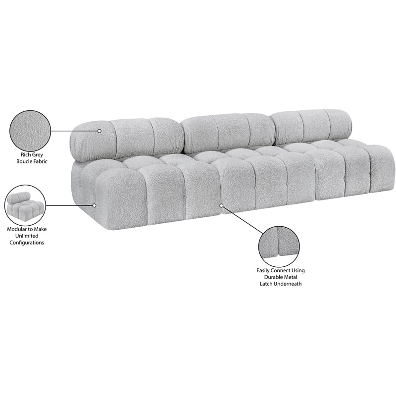 Bowery Hill Contemporary Rich Grey Boucle Fabric Modular Sofa