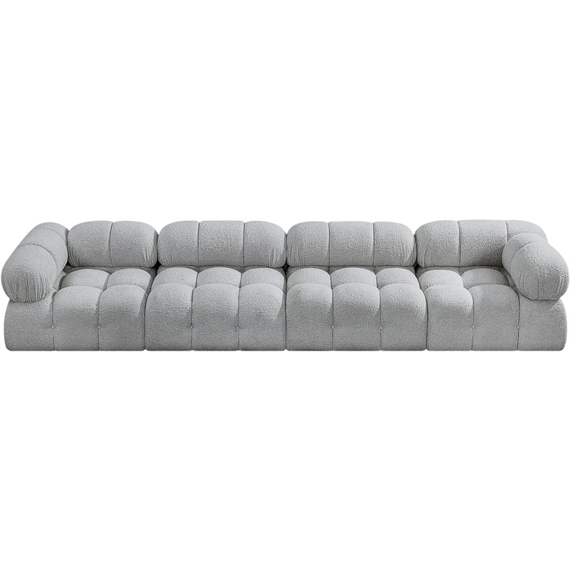 Bowery Hill Contemporary Rich Grey Boucle Fabric Modular Sofa