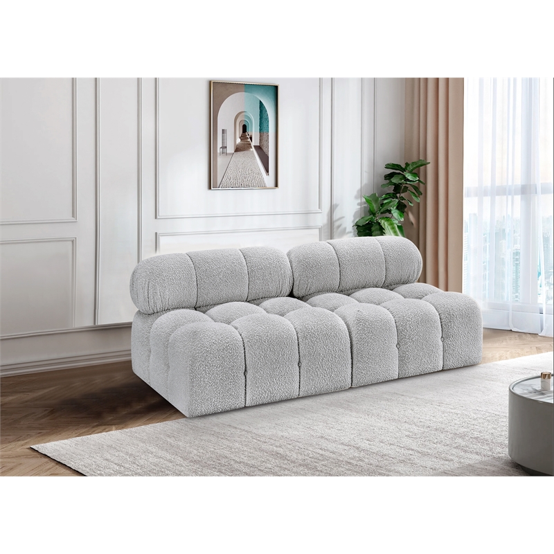 Bowery Hill Contemporary Rich Grey Boucle Fabric Modular Sofa