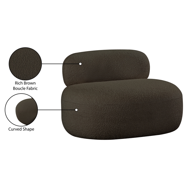 Bowery Hill Contemporary Rich Brown Boucle Durable Fabric Chair
