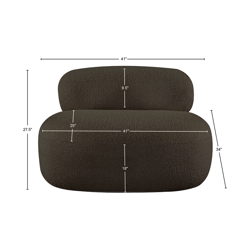 Bowery Hill Contemporary Rich Brown Boucle Durable Fabric Chair