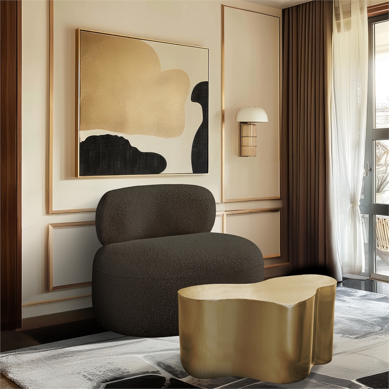 Bowery Hill Contemporary Rich Brown Boucle Durable Fabric Chair