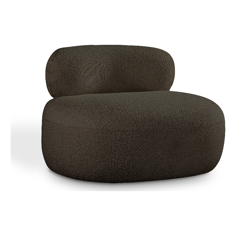 Bowery Hill Contemporary Rich Brown Boucle Durable Fabric Chair