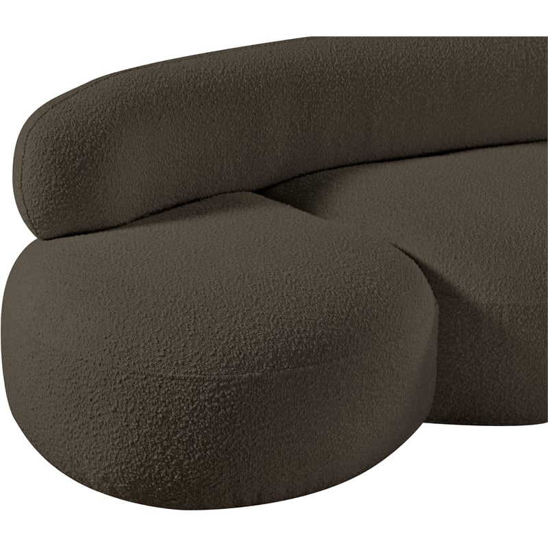 Bowery Hill Contemporary Rich Brown Boucle Durable Fabric Sofa