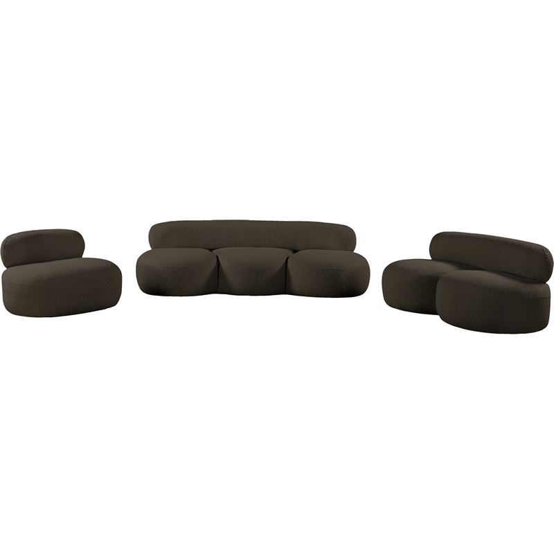 Bowery Hill Contemporary Rich Brown Boucle Durable Fabric Sofa