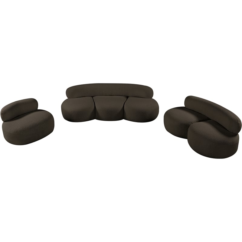 Bowery Hill Contemporary Rich Brown Boucle Durable Fabric Sofa