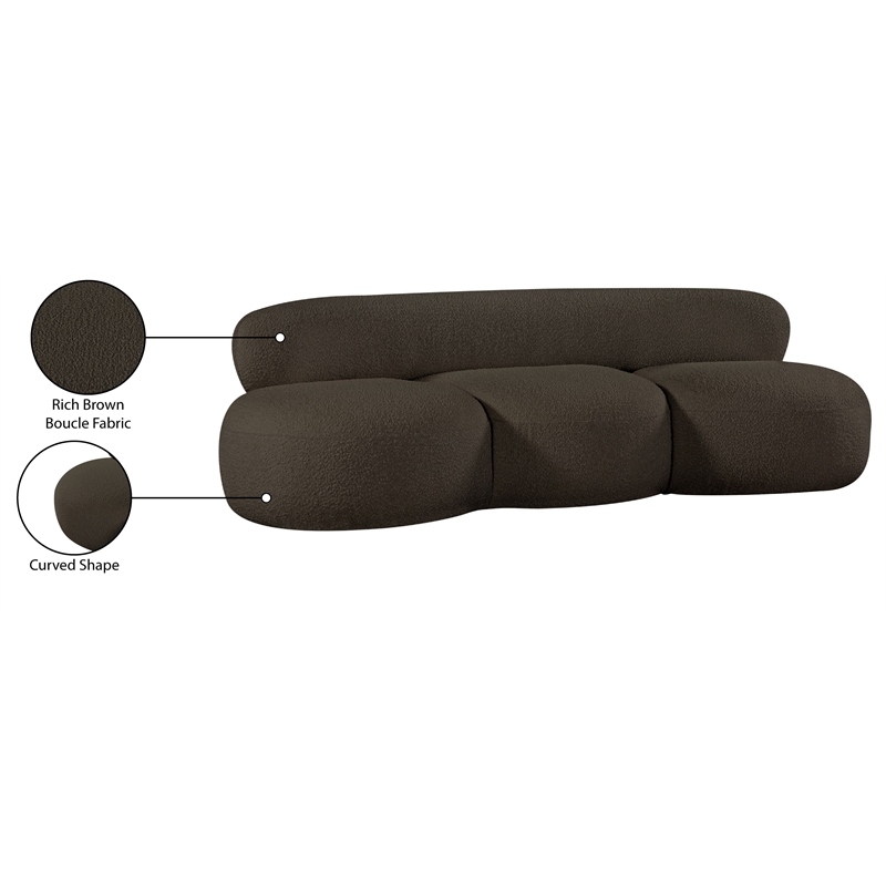 Bowery Hill Contemporary Rich Brown Boucle Durable Fabric Sofa