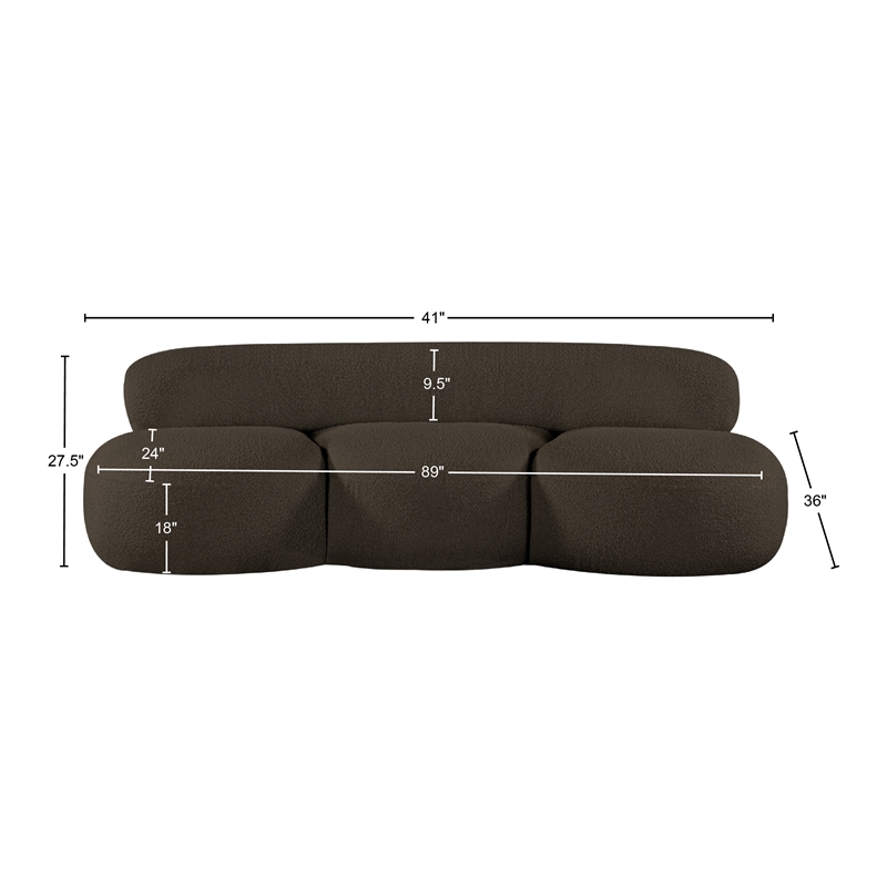 Bowery Hill Contemporary Rich Brown Boucle Durable Fabric Sofa