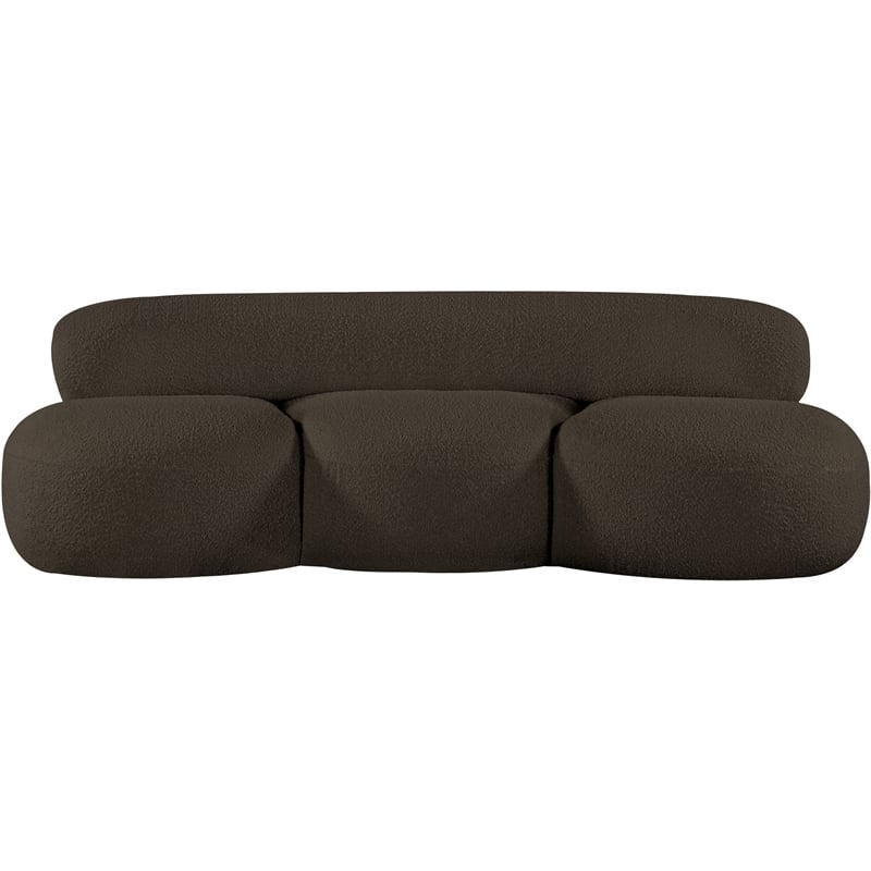 Bowery Hill Contemporary Rich Brown Boucle Durable Fabric Sofa