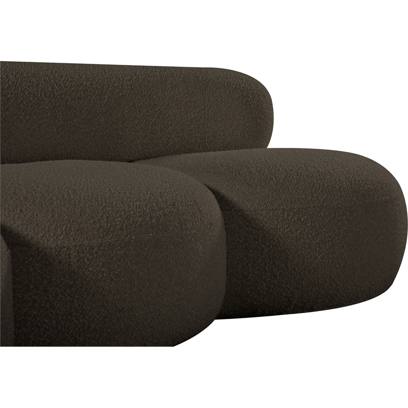 Bowery Hill Contemporary Rich Brown Boucle Durable Fabric Sofa
