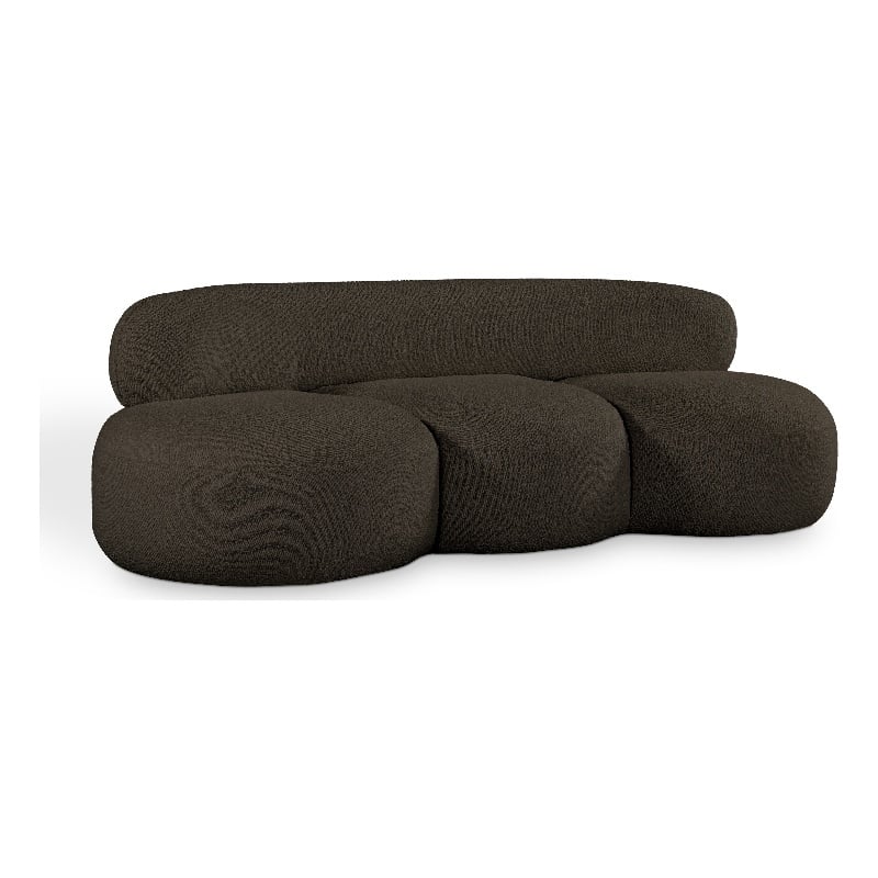 Bowery Hill Contemporary Rich Brown Boucle Durable Fabric Sofa