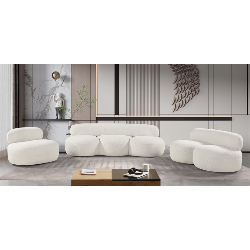Bowery Hill Contemporary Rich Cream Boucle Durable Fabric Chair