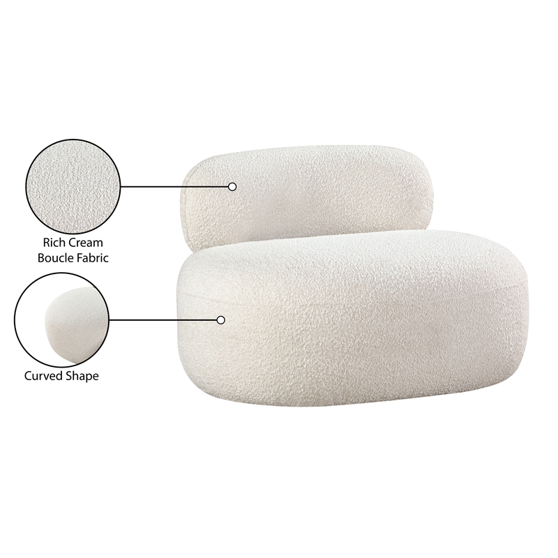 Bowery Hill Contemporary Rich Cream Boucle Durable Fabric Chair