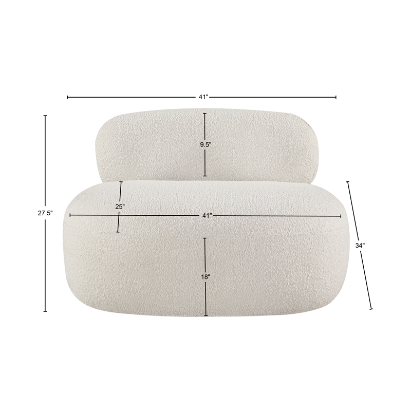Bowery Hill Contemporary Rich Cream Boucle Durable Fabric Chair