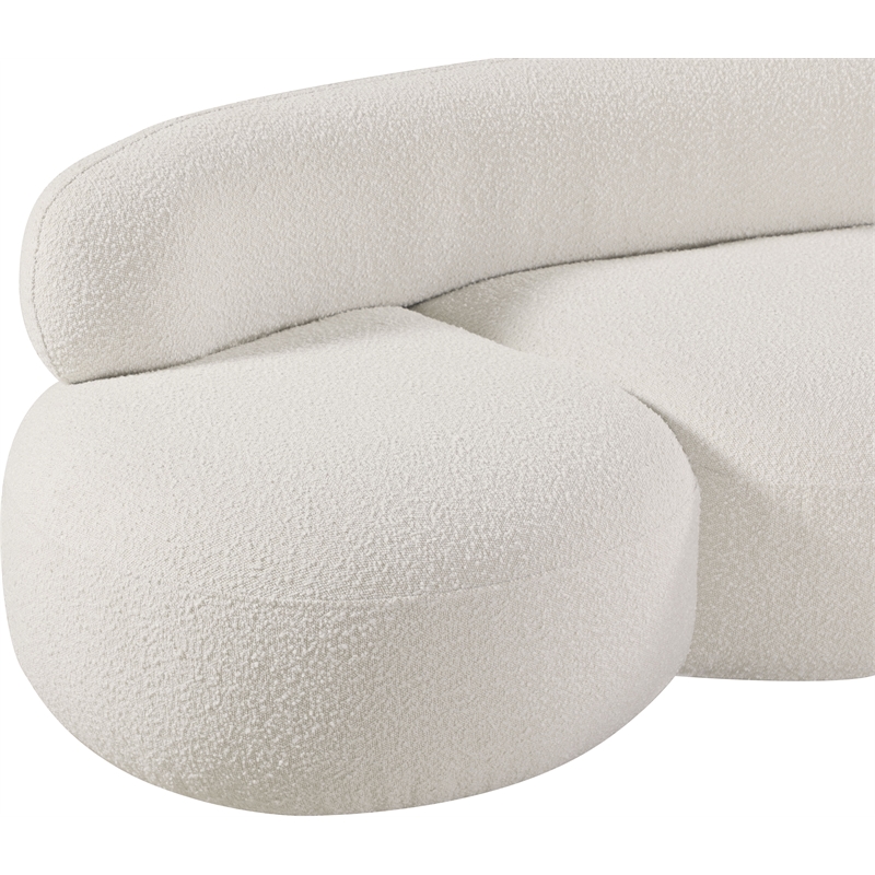 Bowery Hill Contemporary Rich Cream Boucle Durable Fabric Sofa