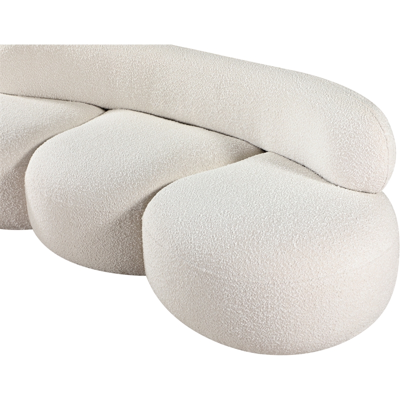 Bowery Hill Contemporary Rich Cream Boucle Durable Fabric Sofa