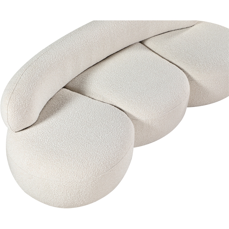 Bowery Hill Contemporary Rich Cream Boucle Durable Fabric Sofa