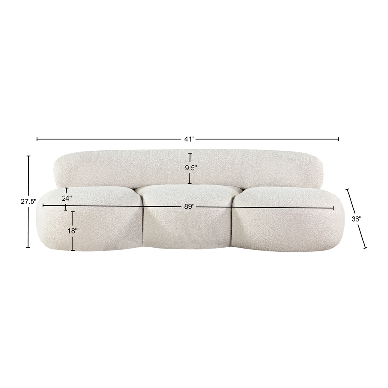 Bowery Hill Contemporary Rich Cream Boucle Durable Fabric Sofa