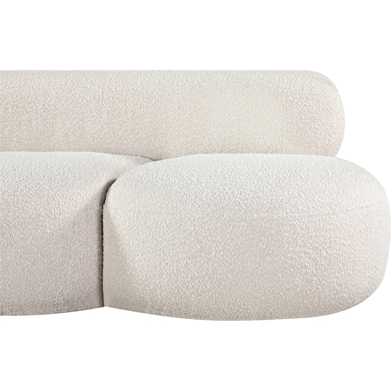 Bowery Hill Contemporary Rich Cream Boucle Durable Fabric Sofa