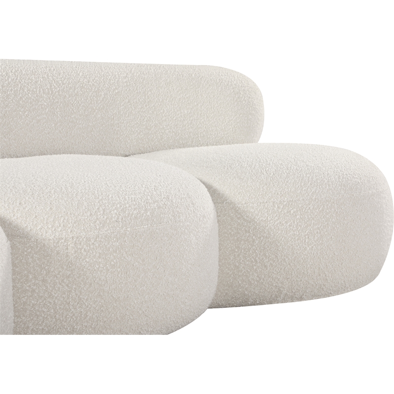 Bowery Hill Contemporary Rich Cream Boucle Durable Fabric Sofa