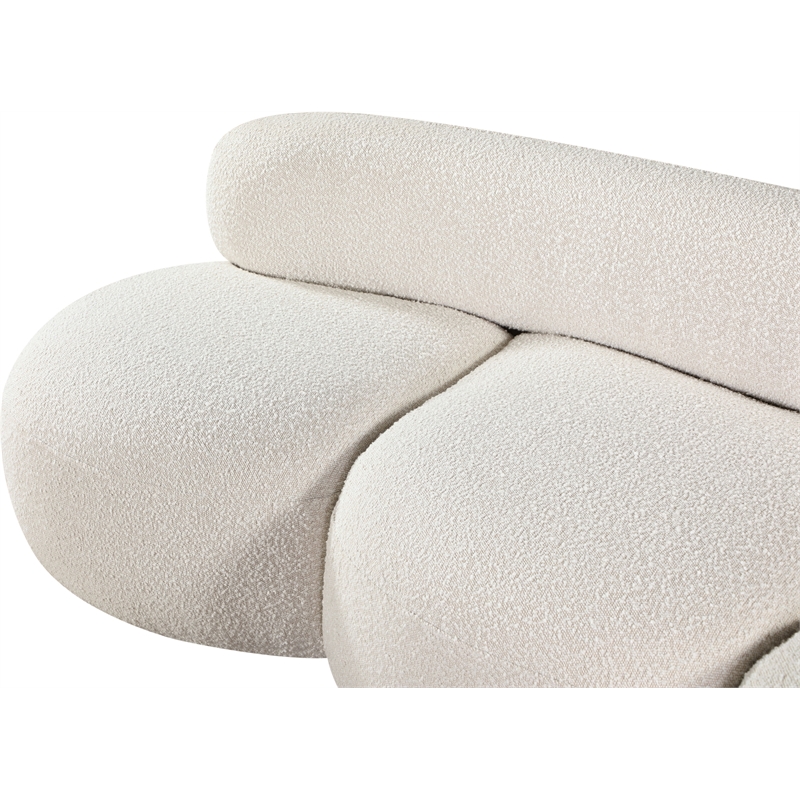 Bowery Hill Contemporary Rich Cream Boucle Durable Fabric Sofa