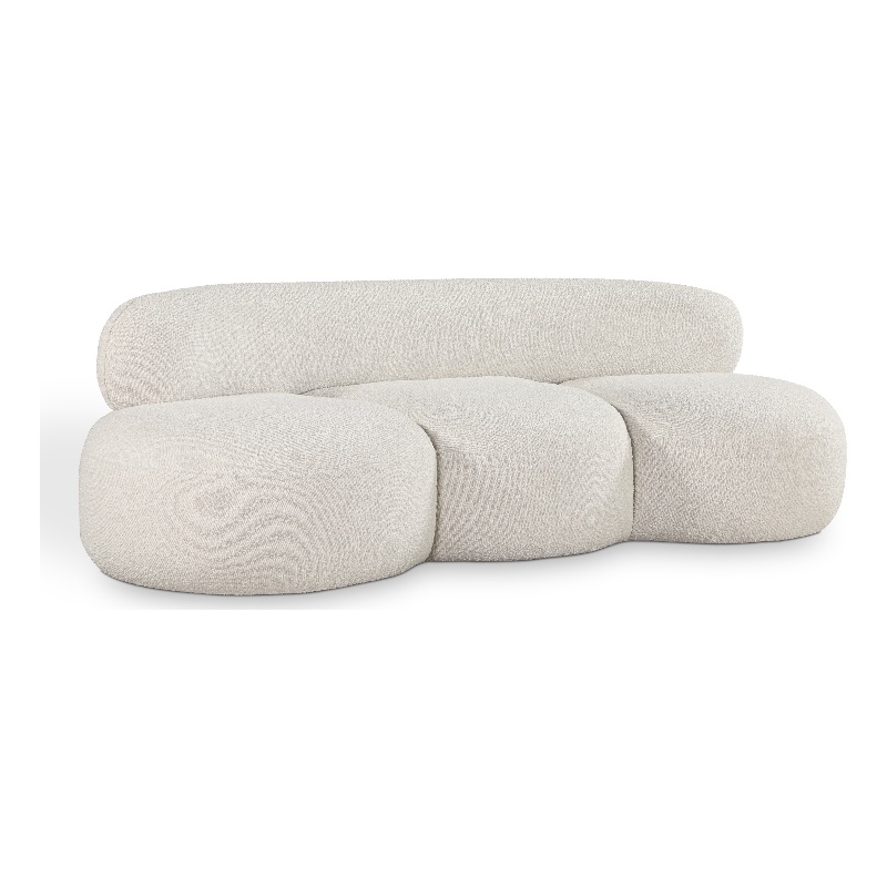 Bowery Hill Contemporary Rich Cream Boucle Durable Fabric Sofa