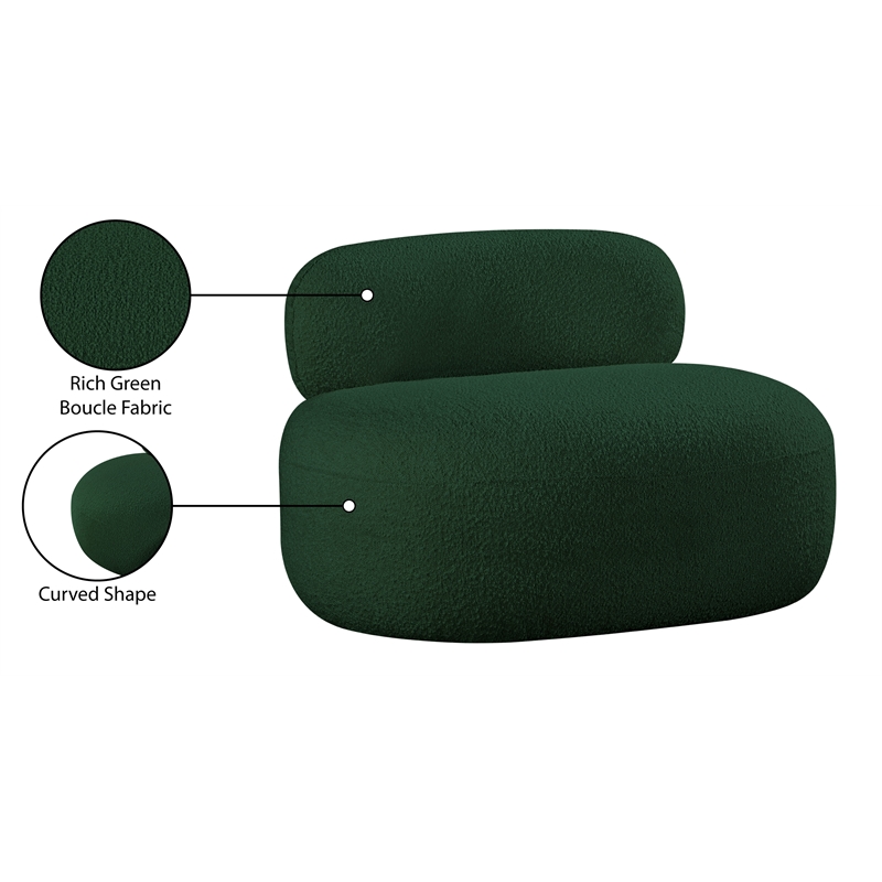 Bowery Hill Contemporary Rich Green Boucle Durable Fabric Chair