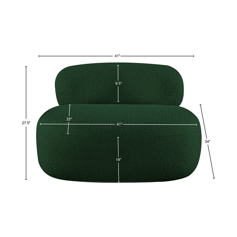 Bowery Hill Contemporary Rich Green Boucle Durable Fabric Chair