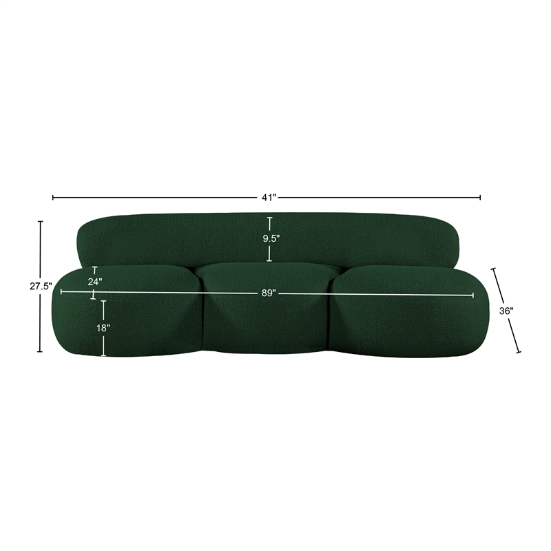 Bowery Hill Contemporary Rich Green Boucle Durable Fabric Sofa
