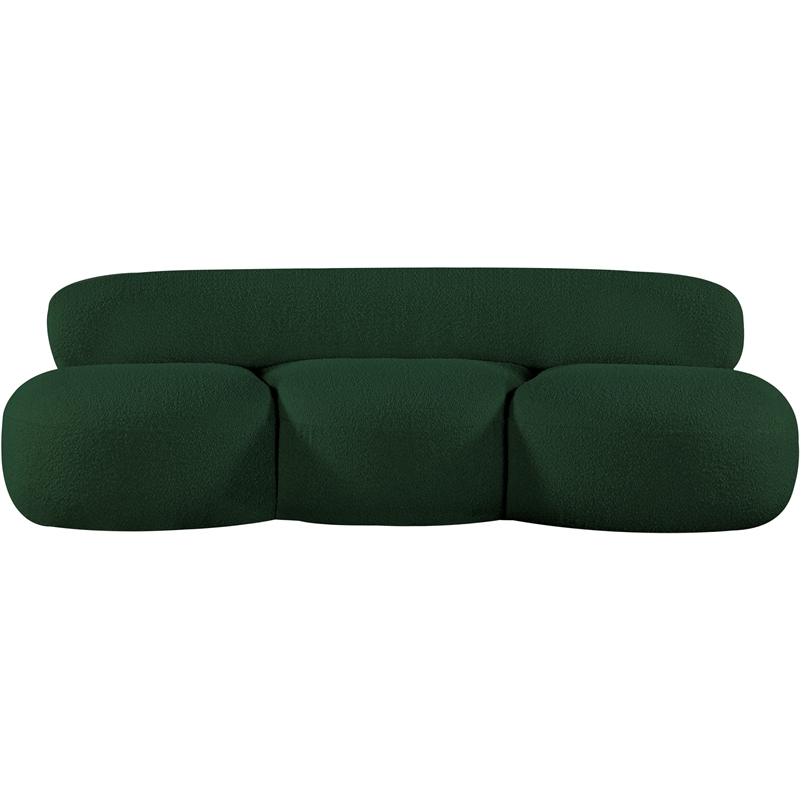 Bowery Hill Contemporary Rich Green Boucle Durable Fabric Sofa