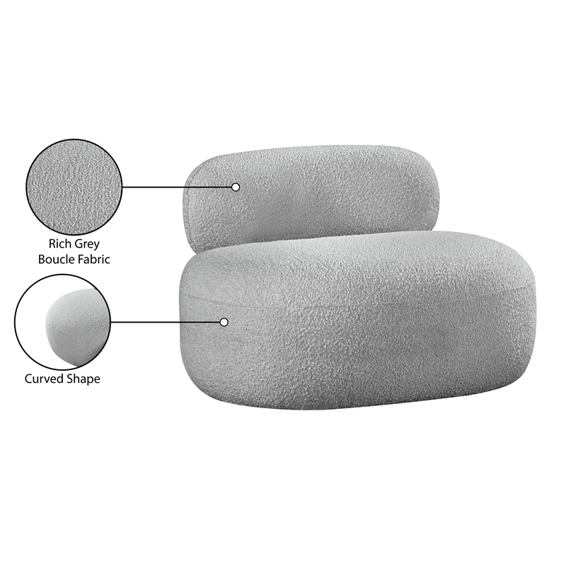Bowery Hill Contemporary Rich Grey Boucle Durable Fabric Chair