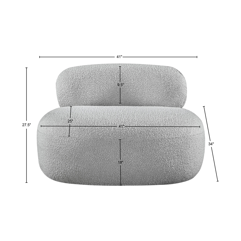 Bowery Hill Contemporary Rich Grey Boucle Durable Fabric Chair
