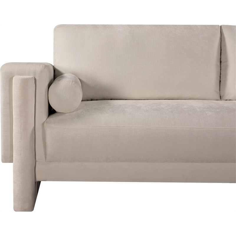 Bowery Hill Contemporary Rich Beige Chenille Durable Fabric Sofa