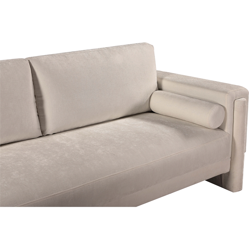 Bowery Hill Contemporary Rich Beige Chenille Durable Fabric Sofa