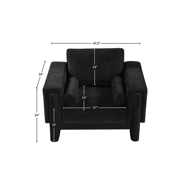 Bowery Hill Contemporary Rich Black Chenille Durable Fabric Chair