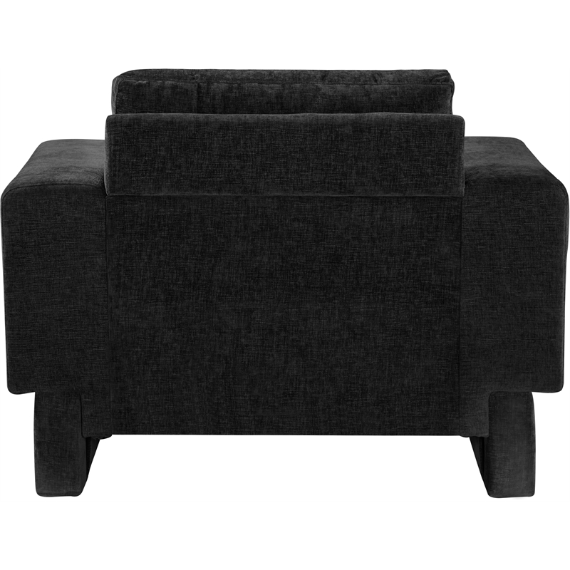 Bowery Hill Contemporary Rich Black Chenille Durable Fabric Chair