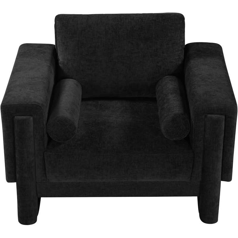 Bowery Hill Contemporary Rich Black Chenille Durable Fabric Chair