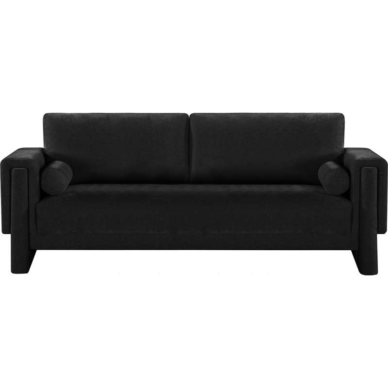 Bowery Hill Contemporary Rich Black Chenille Durable Fabric Sofa