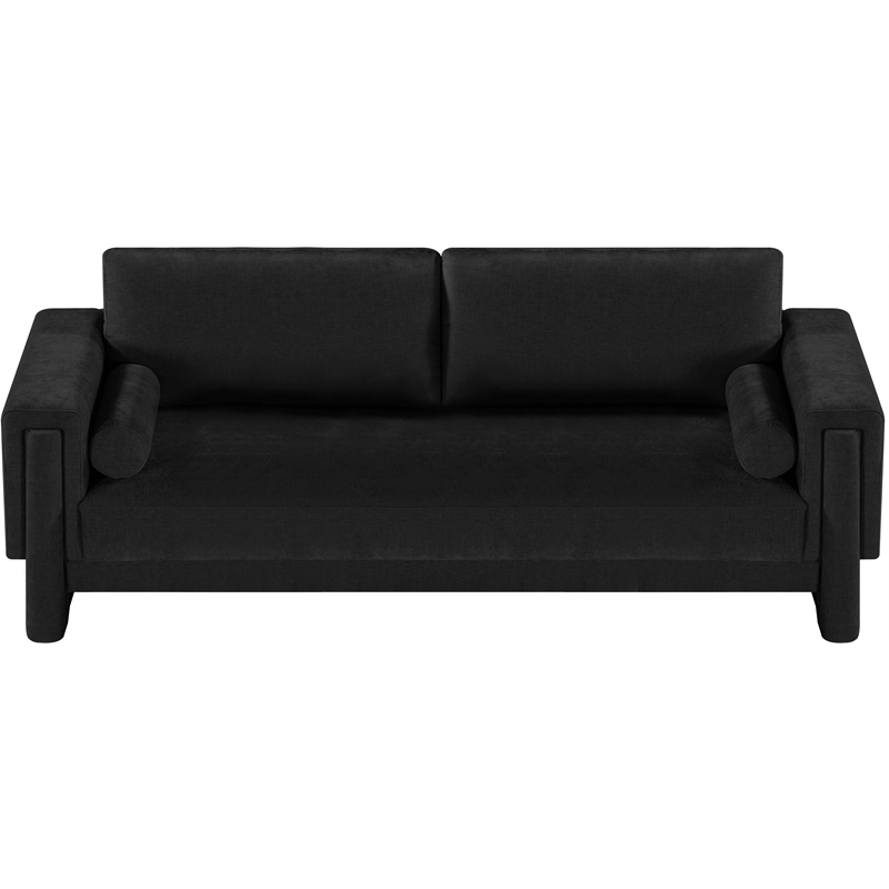 Bowery Hill Contemporary Rich Black Chenille Durable Fabric Sofa