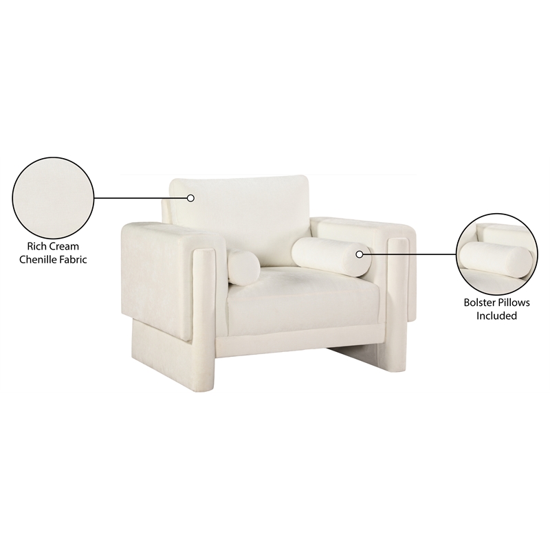 Bowery Hill Contemporary Rich Cream Chenille Durable Fabric Chair