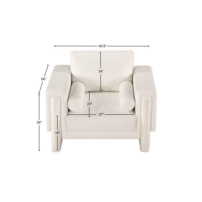 Bowery Hill Contemporary Rich Cream Chenille Durable Fabric Chair