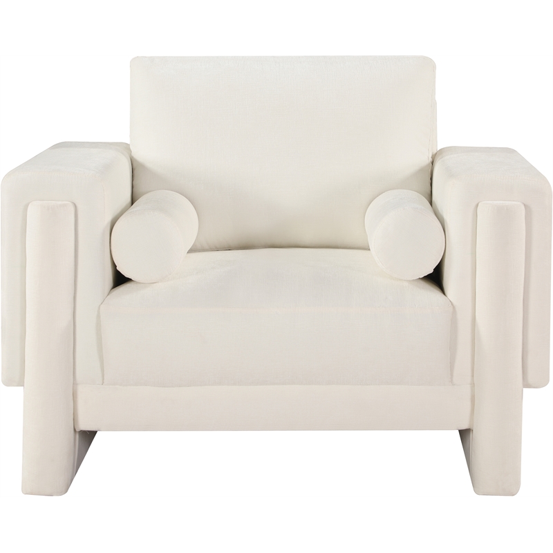 Bowery Hill Contemporary Rich Cream Chenille Durable Fabric Chair