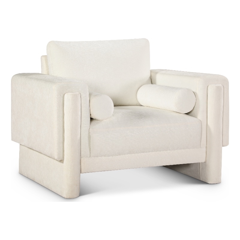 Bowery Hill Contemporary Rich Cream Chenille Durable Fabric Chair